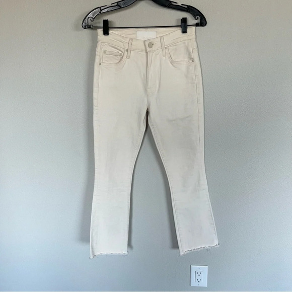 MOTHER Superior The Insider Ankle Fray Jean Act Natural Cream Off White Denim 25 - Picture 3 of 14